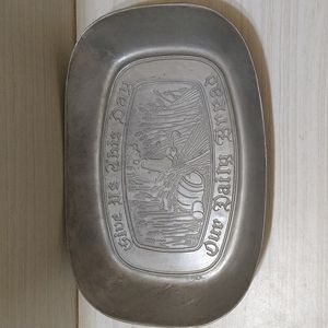 Vintage Wilton Pewter Armetale "Give Us This Day Our Daily Bread" Silver Tray